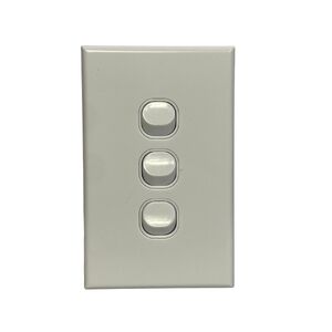 Slim Vertical Three 3 Gang White Wall Plate Light Switch