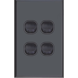 Slim Vertical 4 Gang Wall Plate Light Switch - Gloss Black 