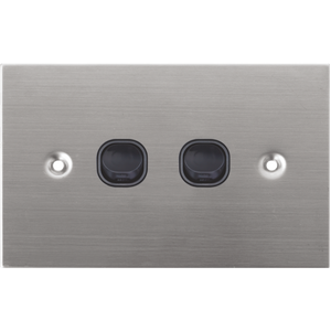 Black 2 Gang Stainless Steel Wall Plate Light Switch