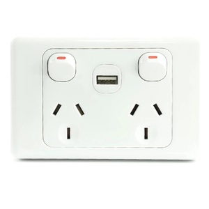 White Australian Double Power Point GPO Wall Plate with 2A USB Socket Charger