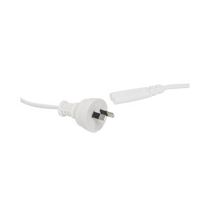 White IEC C7 Power Cable Female Socket to 240V Mains Plug Cable - 1.8m
