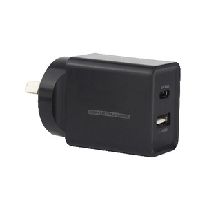 USB-C and USB-A Dual Port Mains Adapter Charger - Black