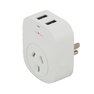 USA Earthed Travel Adapter with 2 USB Charge Ports