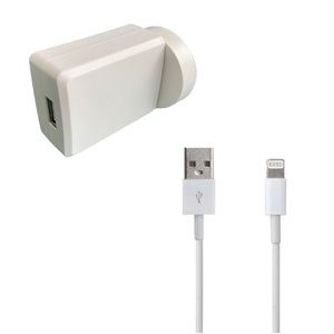2.4A USB Port Wall Charger w/ 1m Apple iPhone Lightning Cable 