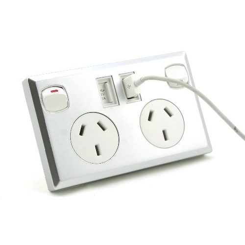 Silver Double USB Wall Plate GPO Power Point Socket