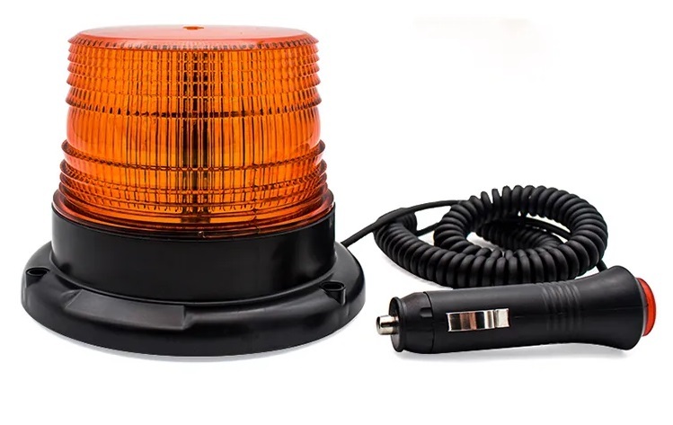 12V Amber LED Strobe Light with Magnetic Base and Switch