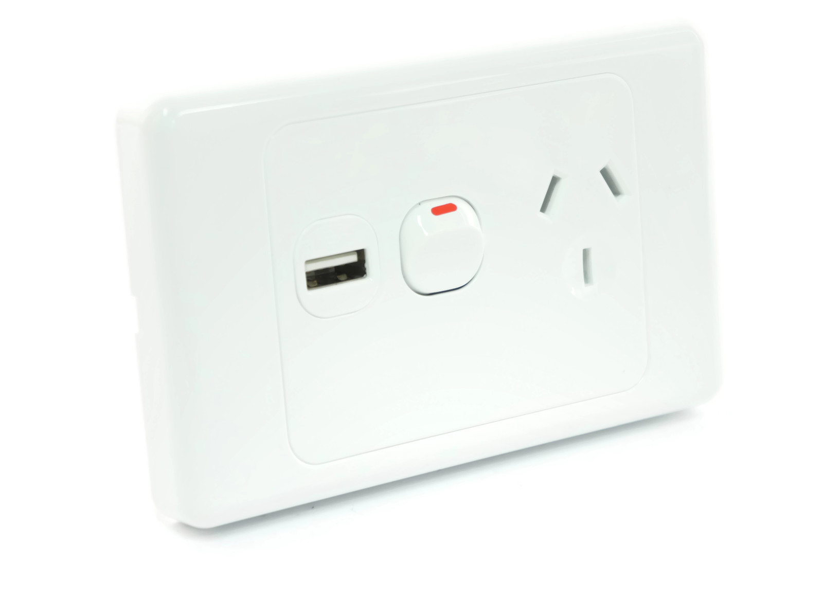 White Australian Power Point Socket with USB Charging Port