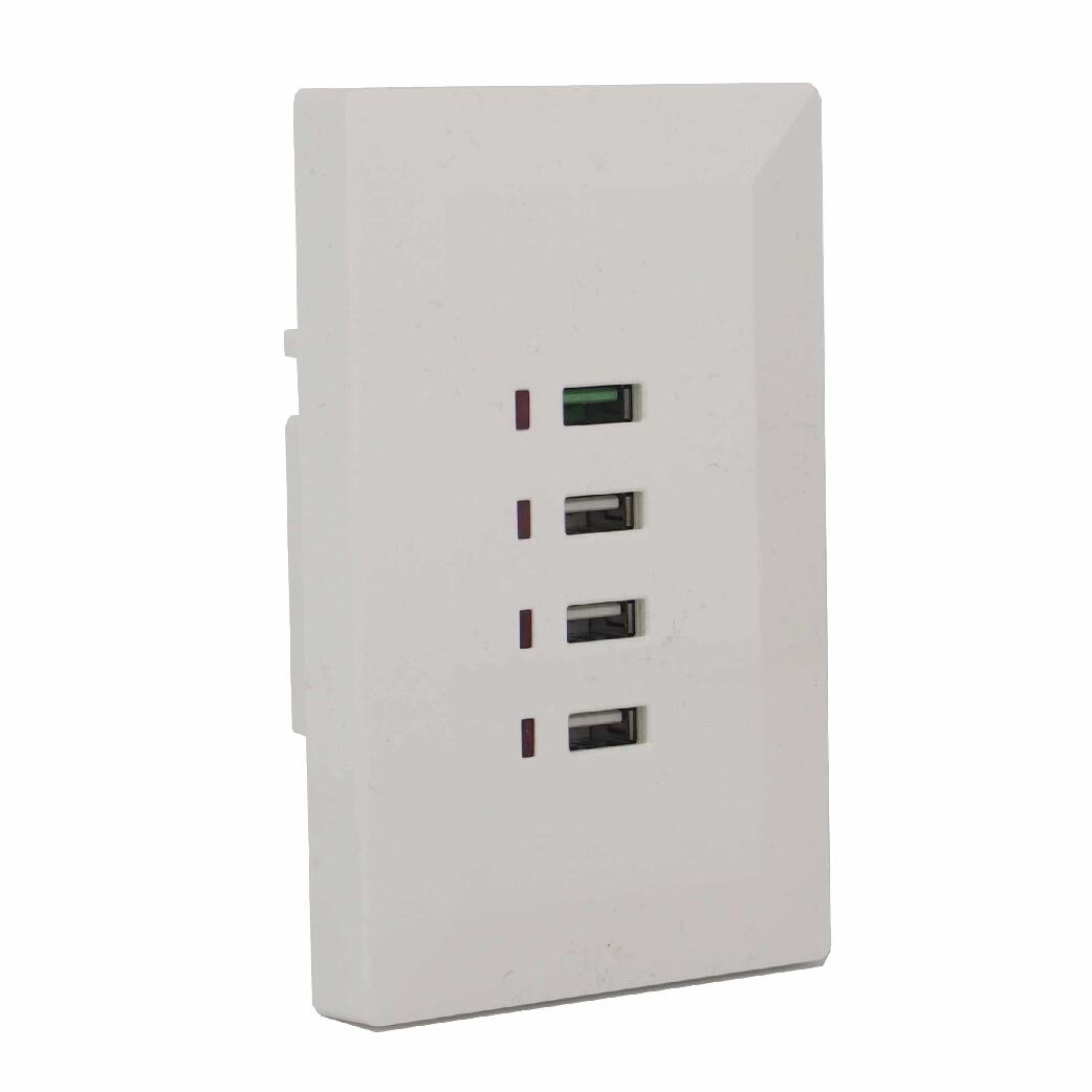 White Quick Charge QC  Australian Wall Plate with 4 x USB Socket Charger