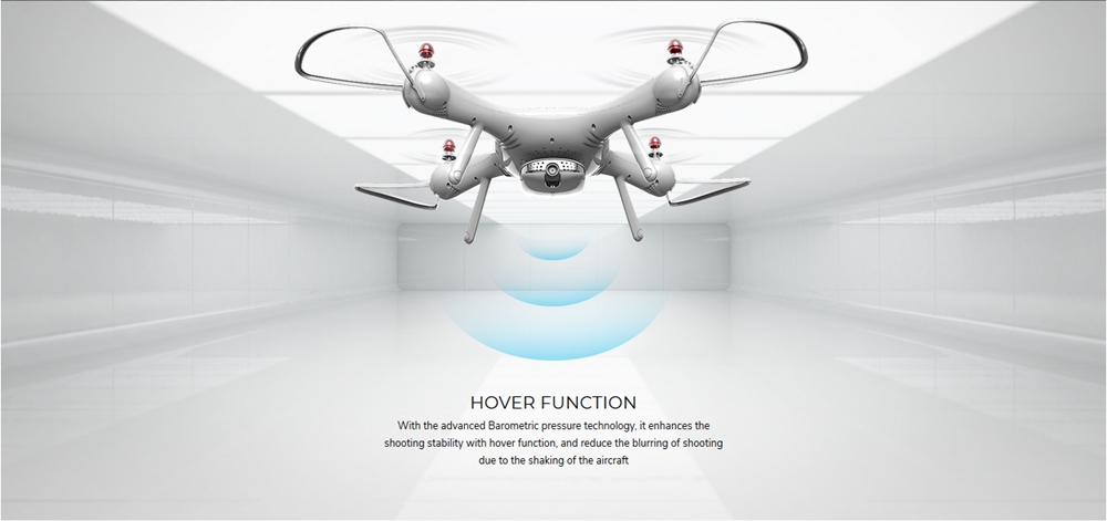 Hover function - Barometric pressure allows steady hovering of the drone