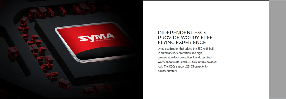 Independent ESC protects the motors