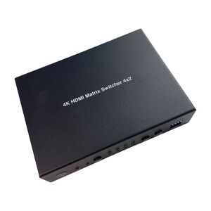 4K HDMI 4 Input 2 Output Matrix Switcher Splitter w/ Audio Splitter & EDID