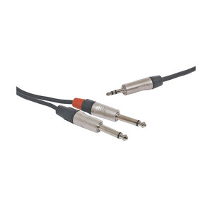 Y Cable 1.5M Rean 3.5mm TRS Plug to 2 x 6.35mm TS Plug