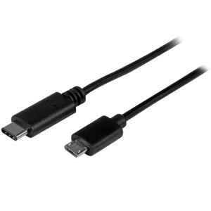 1m USB Type C Plug to USB Micro Plug Data & Power Cable - Black