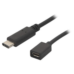 1m USB Type C Plug to USB Micro B Socket Cable - Black