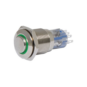 DPDT Momentary LED Green Solder Tail Pushbutton Switch