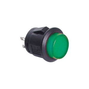 SPST Momentary LED Green Solder Tail Pushbutton Switch