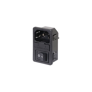 C14 Male Socket Chassis Snap-In Fused Switched 10A IEC - 1.5mm