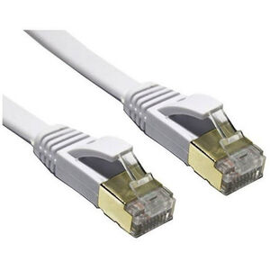0.5m CAT 7 Flat Shielded Ethernet Cable - White