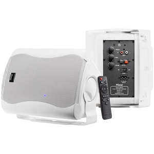 5" Wireless Bluetooth 60W Active Stereo Wall Mount Speaker Pair - White