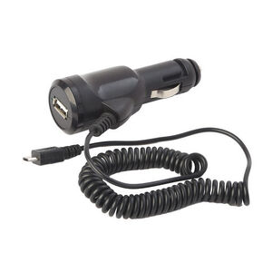 USB Car Charger w/ USB A Port & 3.1A Micro USB Curly Cord Cable