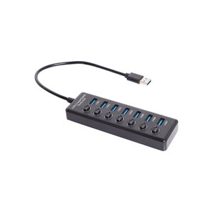 7 Port Powered USB Hub with Individual Switch