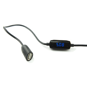 USB Cable with Voltmeter - Socket to Plug USB Type A