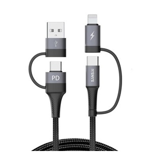 4 in 1 USB to USB-C & Lightning Braided Cable 1.2m