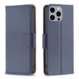 Leather Flip Case for iPhone 15 Pro Max - Blue