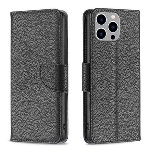 Leather Flip Case for iPhone 15 Pro Max - Black