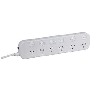 6 way Powerboard with Switches and Surge & Overload Protection