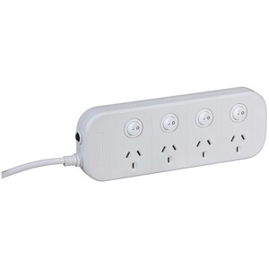 4 way Powerboard with Switches and Surge & Overload Protection