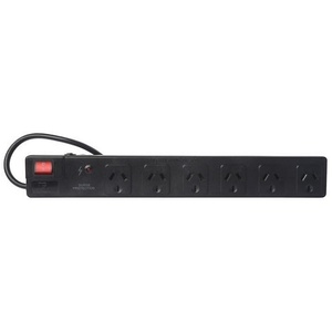 6 Outlet Power Board with Master Switch - Black