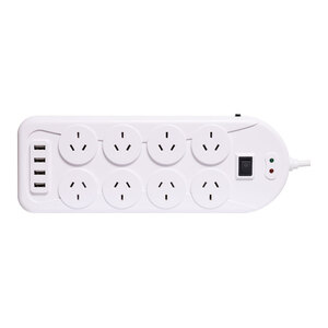 8 Way Mains Power Board With 4 USB Ports