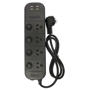 4 Outlet Power Board Individually Switched w/ 4 USB Charge Ports