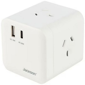3 Outlet Power Cube w/ 1 USB A & C PD Charge Ports