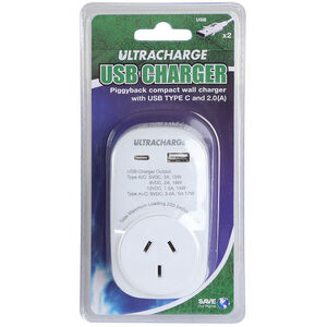 USB A & USB C Ports Mains Charger Adaptor