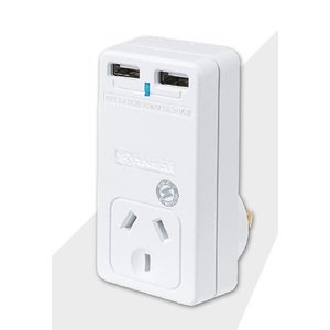 Mains Power Adaptor with 2 x USB Charging Sockets