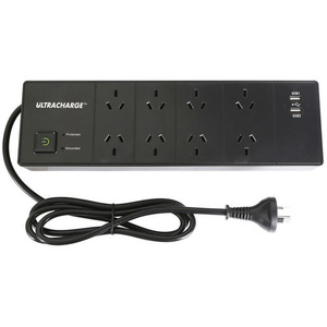 8 Way Black Power Board with 2 x USB A Charging Ports