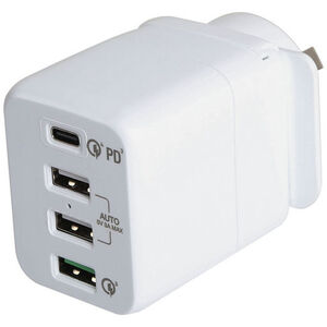 45W 4 Port USB QC 3.0 & USB C PD International Wall Charger