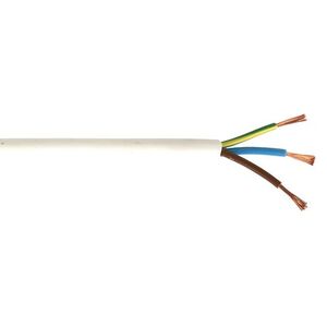 White 3 Core 7.5A Mains Power Cable - 100m