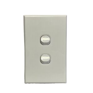 Slim Vertical Two 2 Gang White Wall Plate Light Switch