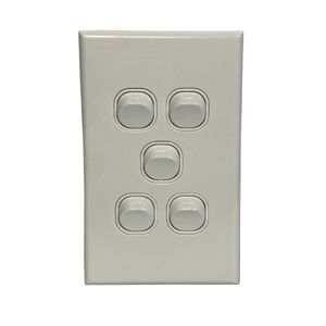 Slim Vertical Five 5 Gang White Wall Plate Light Switch