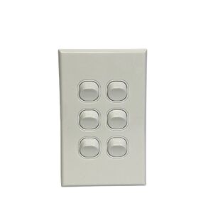 Slim Vertical Six 6 Gang White Wall Plate Light Switch