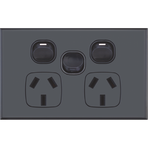 Slim GPO Dual Power Point Socket with Extra Power Switch - Matte Black