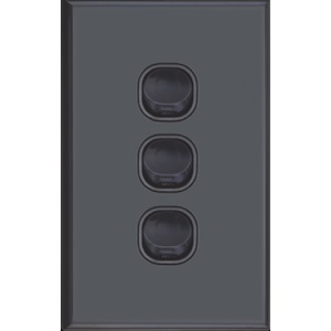 Slim Vertical 3 Gang Wall Plate Light Switch - Gloss Black 