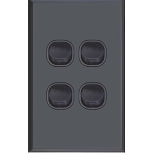 Slim Vertical 4 Gang Wall Plate Light Switch - Gloss Black 