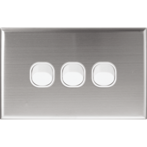 Silver Face Plate Cover for Slim Wall Plate Switches - 3 Gang