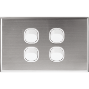 Silver Face Plate Cover for Slim Wall Plate Switches - 4 Gang