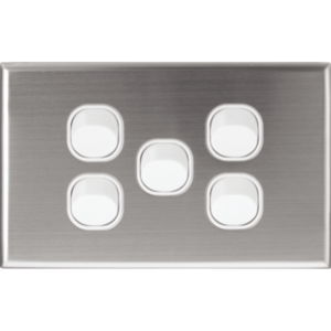 Silver Face Plate Cover for Slim Wall Plate Switches - 5 Gang