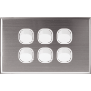 Silver Face Plate Cover for Slim Wall Plate Switches - 6 Gang